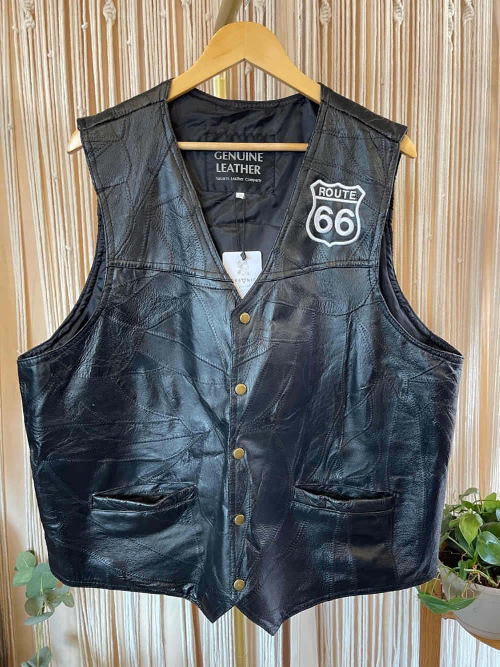 Navarre Leather Company vintage Route 66 patchwork leather biker vest - Picture 4 of 15